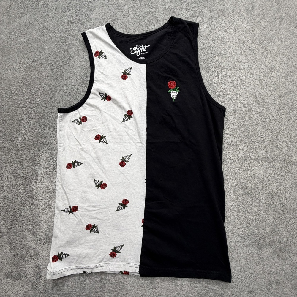 Eighty Eight Shirt Mens XL Black Colorblock Rose Tee‎ Sleeveless